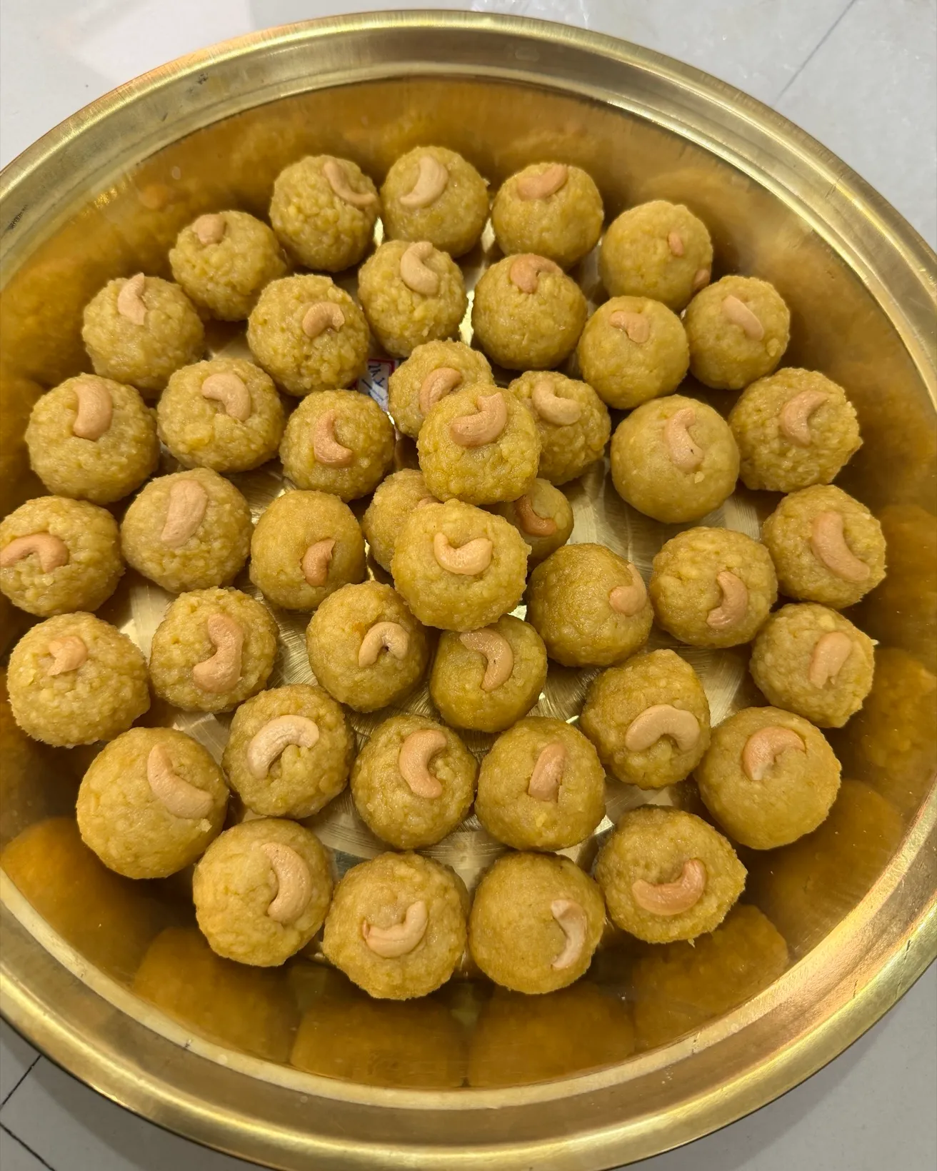 Freshly made laddus — traditional Andhra sweet